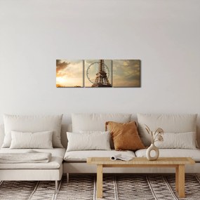 Obraz - Wieża Eiffla, Paryż, Francja (z zegarem) (90x30 cm)