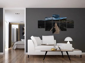 Obraz drewnianej ścieżki o zmierzchu (125x70 cm)