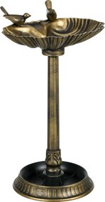 Outsunny Poidło dla Ptaków z Statuetkami, 2 Baseny, Plastik, Antyczny Wygląd, 49,5 dł. x 38 szer. x 81 wys. cm, Brązowy