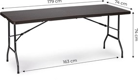 Składany stół cateringowy imitacja rattanu Party 180 cm, brązowy