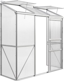 Outsunny Szklarnia przylegająca, Drzwi przesuwne, Otwierane okna dachowe, Poliwęglan+Aluminium, Kolor: Srebrny, 192 x 68 x 196 cm
