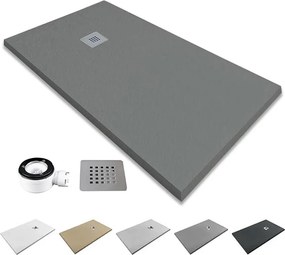 Brodzik z żywicy antypoślizgowy | Zawiera syfon i kratkę odpływową | Kolor Szary Cementowy | 100x80cm