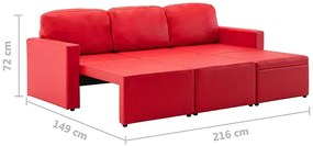 Rozkładana sofa modułowa czerwona - Odi 4Q