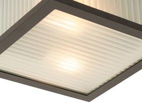 Zewnetrzna Inteligentna lampa sufitowa zewnętrzna czarna z żebrowanym szkłem z WiFi A60 - Charlois Nowoczesny Oswietlenie zewnetrzne