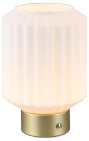 Lampa stołowa LED w biało-złotym kolorze ze ściemniaczem i szklanym kloszem (wys. 19,5 cm) Lord – Trio