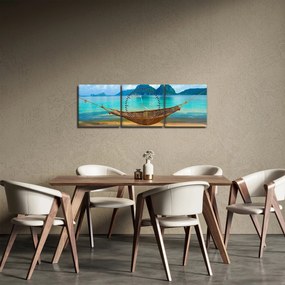 Obraz - Hamak na plaży (z zegarem) (90x30 cm)
