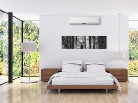 Obraz - Jeleń w lesie 2, czarno - biały (170x50 cm)