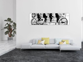 Obraz - Praca zespołowa, jazda na rowerze (170x50 cm)