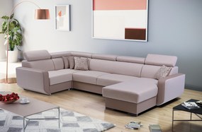 Masseno Narożnik PALAZZO z funkcją spania i pojemnikiem na pościel Narozniki U, Rozkładana sofa - Beżowy, INARI 22+MADRYT 926