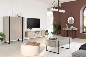 Komoda wysoka Verica 120 cm dwudrzwiowa - dąb biszkoptowy / czarne nóżki