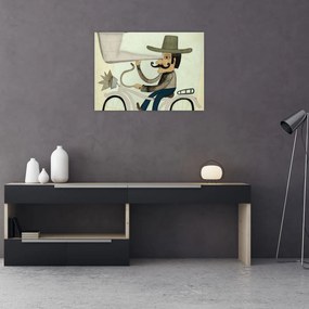 Obraz na szkle - Astronom na rowerze (70x50 cm)