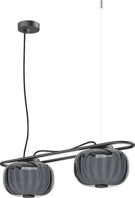 Lampa sufitowa KRISTA w stylu klasycznym - 2x LED SMD AC 10W - 1660lm i 2700K - klosz szklany ø24 cm x wys. 130 cm - Stalowo-niebieski - IP20