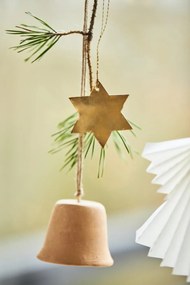 IB Laursen Wisząca ozdoba gliniana CHRISTMAS BELL brązowy