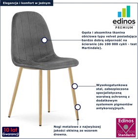 Ciemnoszare krzesło tapicerowane do salonu B3-R26