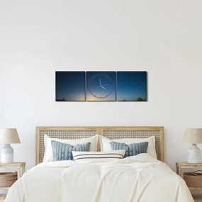Obraz - Nocne niebo nad drogą (z zegarem) (90x30 cm)