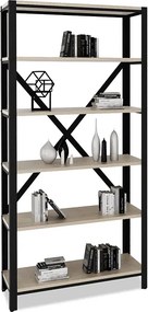 Regał loft z 6 półkami czarny + dąb sonoma D1-E12