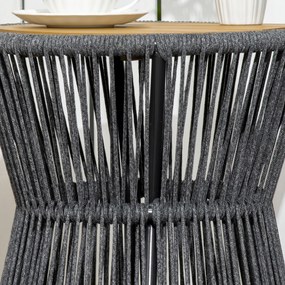 Outsunny Stół Ogrodowy Boho Rattan PE Odporny na Warunki Atmosferyczne Czarny Naturalny 39x39x49cm | Aosom PL