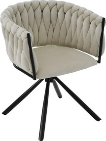 Zestaw 4 obrotowych krzeseł welurowych - 71 x 51,5 x 51,5 cm - do salonu i sypialni - z czterema metalowymi nogami - szary