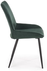 K404 krzesło ciemny zielony, tkanina velvet, z dziurą, klasyczne,