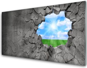 Panel Szklany Artystyczna Iluzja Pękniętej Ściany