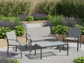 Zestaw ogrodowy LOUNGE z fotelami, ławką i stolikiem, szary