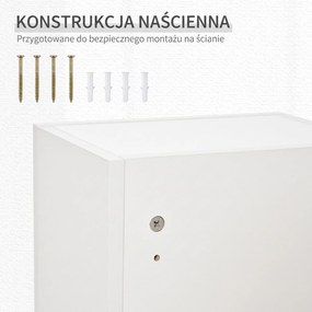 Szafka ścienna Kleankin z regulowanymi półkami, biała płyta wiórowa E1, zamykana na klucz, 30x20x70 cm | Aosom PL