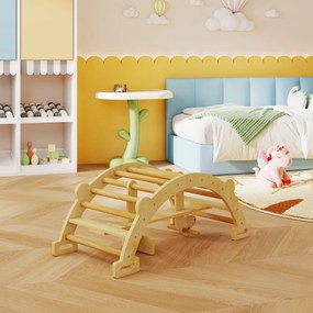 AIYAPLAY Montessori drabinka wspinaczkowa do domu, 2 w 1 łuk z drewna, dla dzieci 2-4 lata, 110x52x45 cm, drewno naturalne