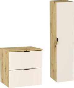 Zestaw Łazienkowy 60cm Kaszmir  / Dąb Orzech Szafka z Blatem + Słupek Orio