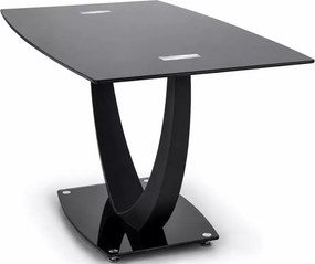 Prostokątny stół Magnus 140x80 cm z blatem ze szkła w kolorze czarnym na czarnej metalowej podstawie do jadalni