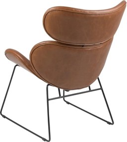 Designerski fotel z ekoskóry na czarnych płozach Cazar Vintage