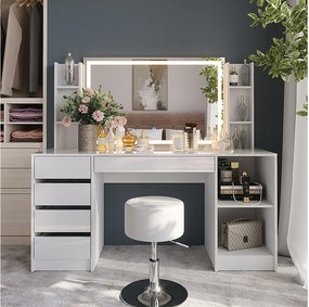 Stół do toalety biały/biały wysoki połysk 158.2x50.1x76 sherry