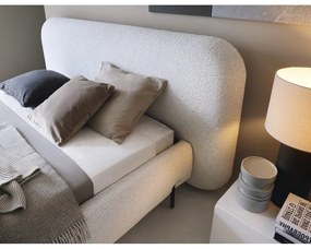 Beżowe tapicerowane łóżko dwuosobowe ze schowkiem ze stelażem 180x200 cm Pointt – ELTAP