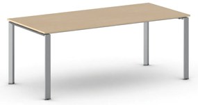 Stół konferencyjny do biura PRIMO INFINITY, 200x90 cm, szaro-srebrna podstawa, buk