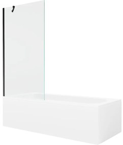 Mexen Vega wanna prostokątna 170 x 70 cm z obudową i parawanem 1-skrzydłowym 90 cm, transparent, czarny - 550117070X9509000070
