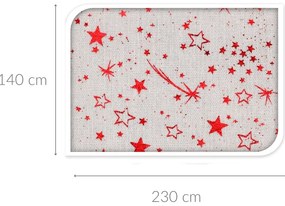 Obrus na stół świąteczny, małe gwiazdki, 140 x 230 cm