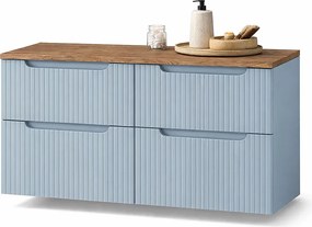 Niebieska długa szafka łazienkowa z szufladami - Arvessi 10X