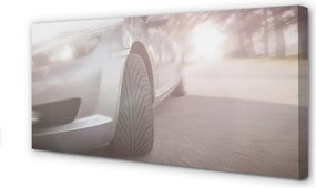 Obraz na płótnie Srebrne Auto w Mieście