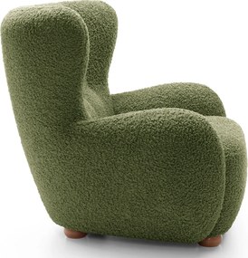 Zielony fotel uszak baranek oliwkowy T7-M08