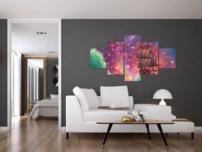 Obraz - Statek z kosmicznym niebem (125x70 cm)