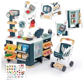 Smoby maximarket wózek elektroniczną kasą ze skanerem waga i lodówka