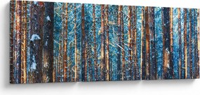 Obraz - Zimowy las (z zegarem) (90x30 cm)