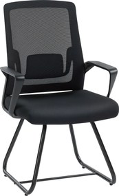 HOMCOM Krzesło biurowe z podłokietnikami, wsparciem lędźwiowym, siatkowym oparciem, do biura, sali konferencyjnej, czarne | Aosom PL