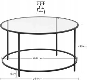 Czarny okrągły szklany stolik kawowy - Sixo
