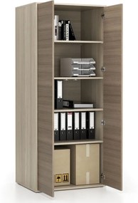 Szafa biurowa z drzwiami LAYERS, 4 półki, 800 x 600 x 1905 mm, dąb naturalny / dąb bejcowany