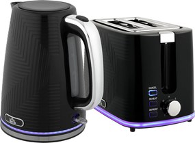 HOMCOM Zestaw czajnik i toster, 2200W, Otter-Thermostat, 2-szczelinowy toster, 7 poziomów przyrumienienia, szuflada na okruchy, czarny