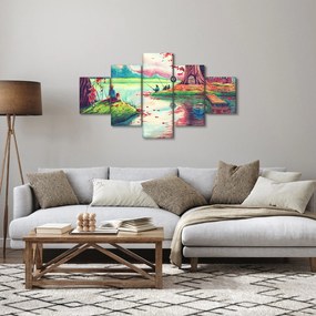 Obraz - Akwarela, Bay in a mountain village (125x70 cm)