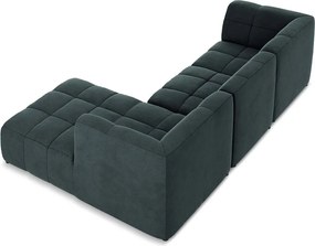 Niebieski aksamitny narożnik (prawostronny/z szezlongiem) Aloha – Makamii