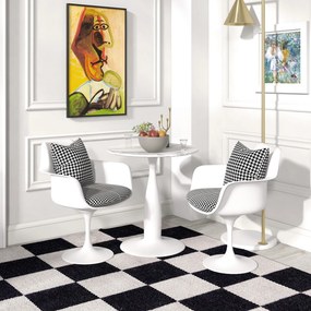 HOMCOM Stół jadalny okrągły, stal powlekana proszkowo, MDF z melaminą, nieruchome nogi, 70 x 74 cm, Biały