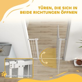 PawHut Bramka dla zwierząt domowych wysokości 94 cm na ramy drzwiowe, korytarze i schody, szerokość 76-104 cm, z metalu i plastiku, biała