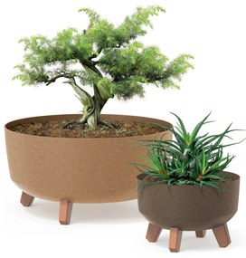 Donica ogrodowa okrągła Gracia Low Eco 24 cm kawa PROSPERPLAST